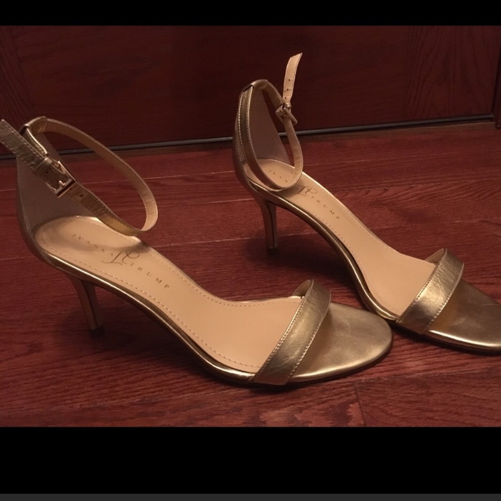 Ivanka Gold Ankle Strap Heels